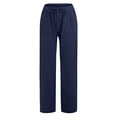 thumbnail image 4 of LNGOOR Wide Leg Linen Pants For Women Summer Drawstring Elastic Waist Loose Cotton Linen Palazzo Pants With Pockets Lightweight Summer Casual Pants Flared Trousers, 4 of 8