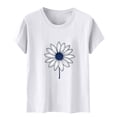 thumbnail image 5 of Ovbmpzd Hauts Amusants pour Femmes Tendance Blanc Été Manches Courtes T-Shirts Graphiques Floraux Chemises pour Femmes m, 5 of 5