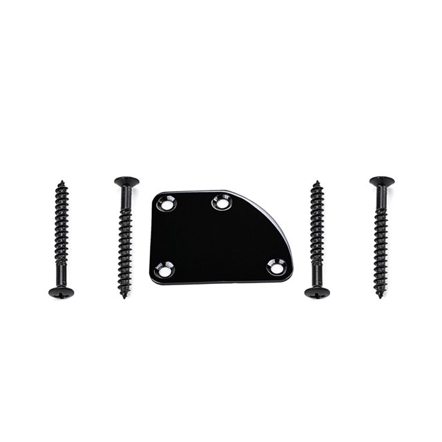 ZLight Plaque de Cou pour Guitare Électrique 4 Trous avec Vis de Remplacement Planche de Réparation d'Instruments en Métal pour Professionnel Noir 1Ensemble