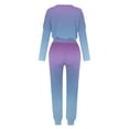 thumbnail image 5 of Mrat Women Jogging Suits 2 Piece Set 2 Piece Jogging Sets Gradient Color Polyester Long Sleeve Sweatsuits Sets Two Piece Track Suits Drawstring High Waist Pants Set Comfy Outfits T-Light Blue L, 5 of 5