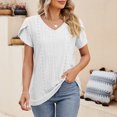 thumbnail image 2 of Birdeem Fashion Womens Casual Solid Color V Neck Short Sleeve Tops Loose Blouses, 2 of 10
