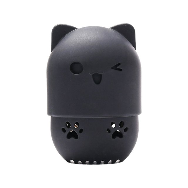 Lavable Réutilisable Forme de Chat Maquillage Éponge Titulaire Cosmétique Éponge Séchage Rack Étui en Silicone