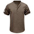 thumbnail image 4 of Kaemgyyd Men's Henley Shirts Stylish Short Sleeve Casual Button Tops Lightweight Solid Color Classic Basic Tee, 4 of 5