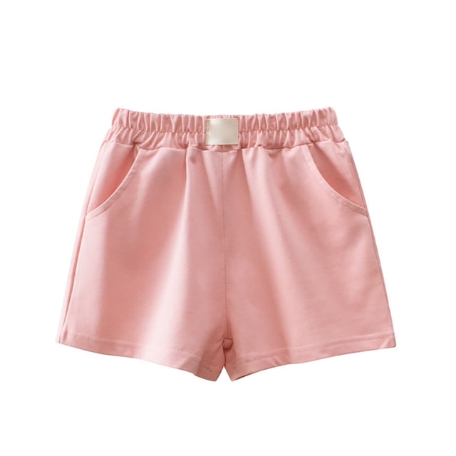 BOBOGOJP Girls' Solid Pull on Shorts (Pink,5-6 Years)