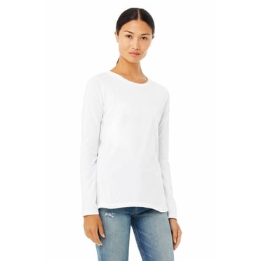 Bella Canvas Womens Jersey Long Sleeve Tee, 2XL, White