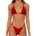 thumbnail image 1 of Birdeem Womens Bikini Split Swimwear Solid Bikini Two-Piece Split Swimwear Set, 1 of 6