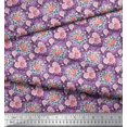 thumbnail image 2 of Soimoi Viscose Chiffon Tissu Feuilles & Rose Imprimé Floral 1 Yard 42 Inch Wide, 2 of 3