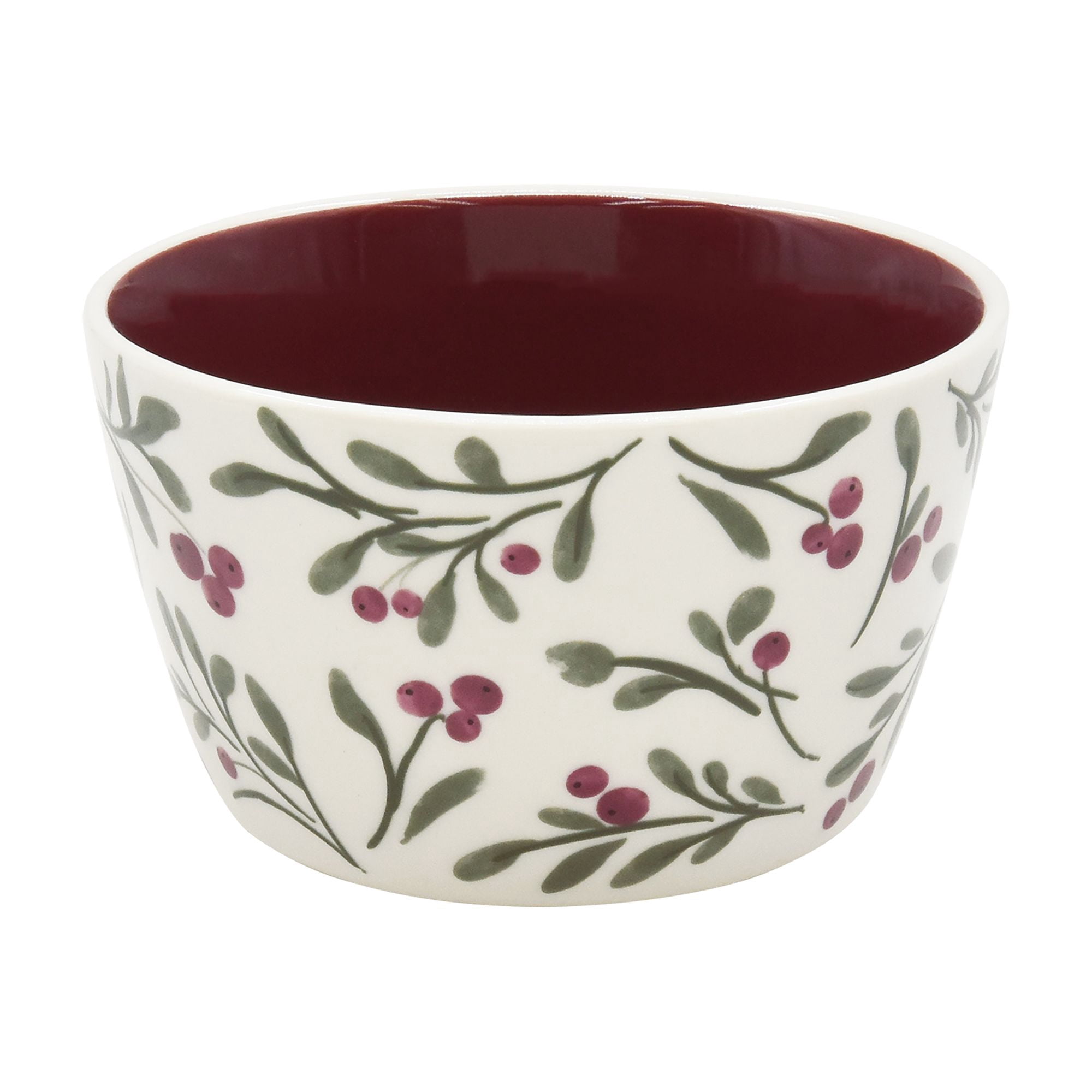 Holiday Time Cranberry Spice Collection Red Green Plaid & Berries Festive Bowl Set, 10.5 fl oz, Stoneware, 2-pack