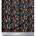 thumbnail image 1 of Soimoi Black Georgette Viscose Fabric Sun,Insect & Rabbit Cartoon Printed Craft Fabric by The Yard 42 Inch Wide, 1 of 3