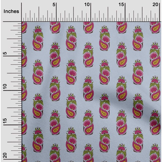 oneOone Georgette Viscose Fabric Leaves|Floral & Paisley Block Decor Fabric Printed BTY 42 Inch Wide