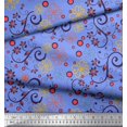 thumbnail image 2 of Soimoi Blue Georgette Viscose Fabric Floral & Scroll Abstract Decor Fabric Printed Yard 42 Inch Wide, 2 of 3