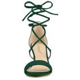 thumbnail image 2 of BLISSFUL STEP Women's Open Toe Kitten Heel Lace Up Sandals Green 6, 2 of 7