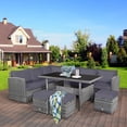 thumbnail image 3 of Costway 7 PCS Patio Rattan Dining Set Sectional Sofa Couch Ottoman Garden Gray, 3 of 10