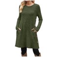 thumbnail image 1 of SHTXOZHI Robe Chandail en Tricot à Manches Longues et Col Ras du Cou Décontractée d'Automne et d'Hiver pour Femmes avec Poches, 1 of 5
