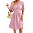 thumbnail image 2 of Robe Femme Été Décolleté en V Profond Élégante Mini-Robe à Volants Taille Robes Rose Pâle L, 2 of 10