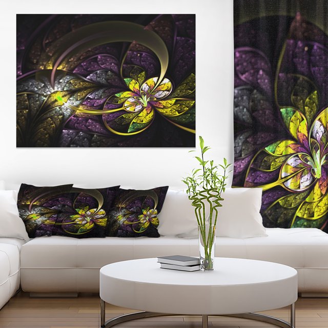 Dark Alien Digital Art Fractal Flower - Floral Canvas Art Print