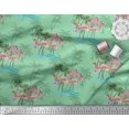 thumbnail image 2 of Soimoi Green Poly Georgette Fabric Palm Tree, & Flamingo Bird Printed Craft Fabric by the Yard 52 Inch Wide, 2 of 3