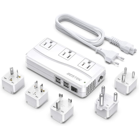 BESTEK Convertisseur de Tension 220v vers 110v, Convertisseur États-Unis vers Europe pour Fer à Friser/fer à Friser, Convertisseur de Puissance 250W pour Voyage Européen, (Adaptateur de Prise Universel UE/R.-U./AU/JP/Inde/Afrique du Sud)