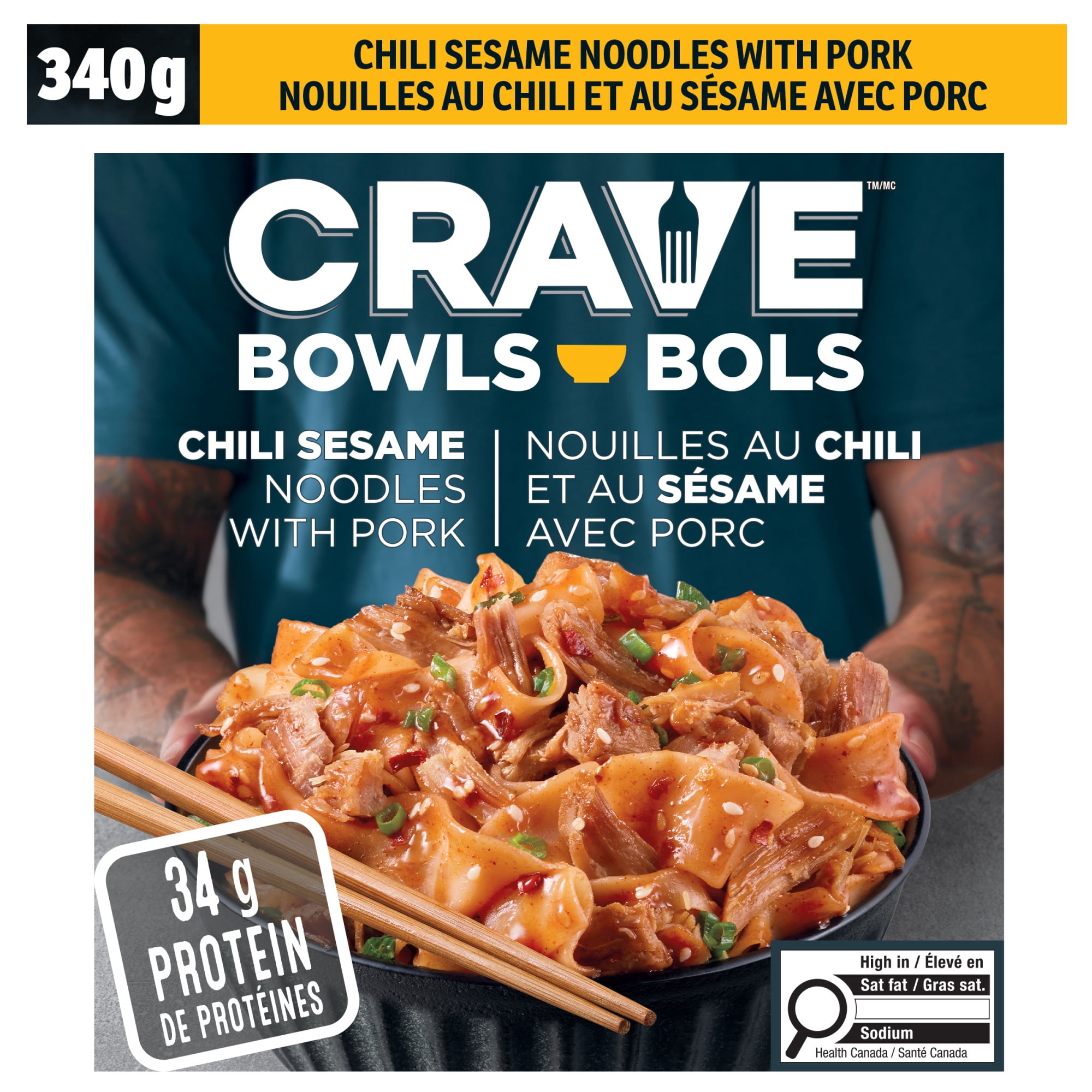 CRAVE Chili Sesame Noodles with Pork Noodle Bowl, 340 g Box, CRAVE CHILI SESAME NOODLES W/PORK