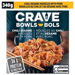 CRAVE Chili Sesame Noodles with Pork Noodle Bowl, 340 g Box, CRAVE CHILI SESAME NOODLES W/PORK