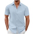 thumbnail image 1 of Besolor Men's Short Sleeve Dress Shirts Summer Casual Button down Shirts Solid Color Wedding Business Tops, 1 of 4
