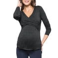 thumbnail image 2 of Maternity Tops Long Sleeve Women Pregnant Nusring V-Neck Long Sleeve Tops Solid Ruffle Blouse Top, 2 of 9