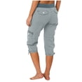 thumbnail image 3 of Cameland Pantalon Cargo de Randonnée pour Femmes en Coton, Taille Élastique, Pantacourt d'Extérieur à Bas Resserré, Pantalon de Sport avec Poches, 3 of 4