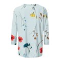 thumbnail image 5 of EGNMCR T-Shirts pour Femmes T-shirt Imprimé de Mode pour Femmes Blouse Mi-Longue à Manches 3/4 Col Rond Hauts Décontractés, 5 of 5