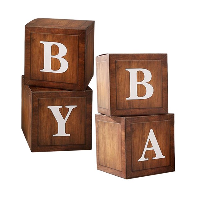 4 Pcs Boîtes pour Bébé avec Lettres Ballons Décoratifs Réutilisables pour Révélation de Genre Couleur Bois