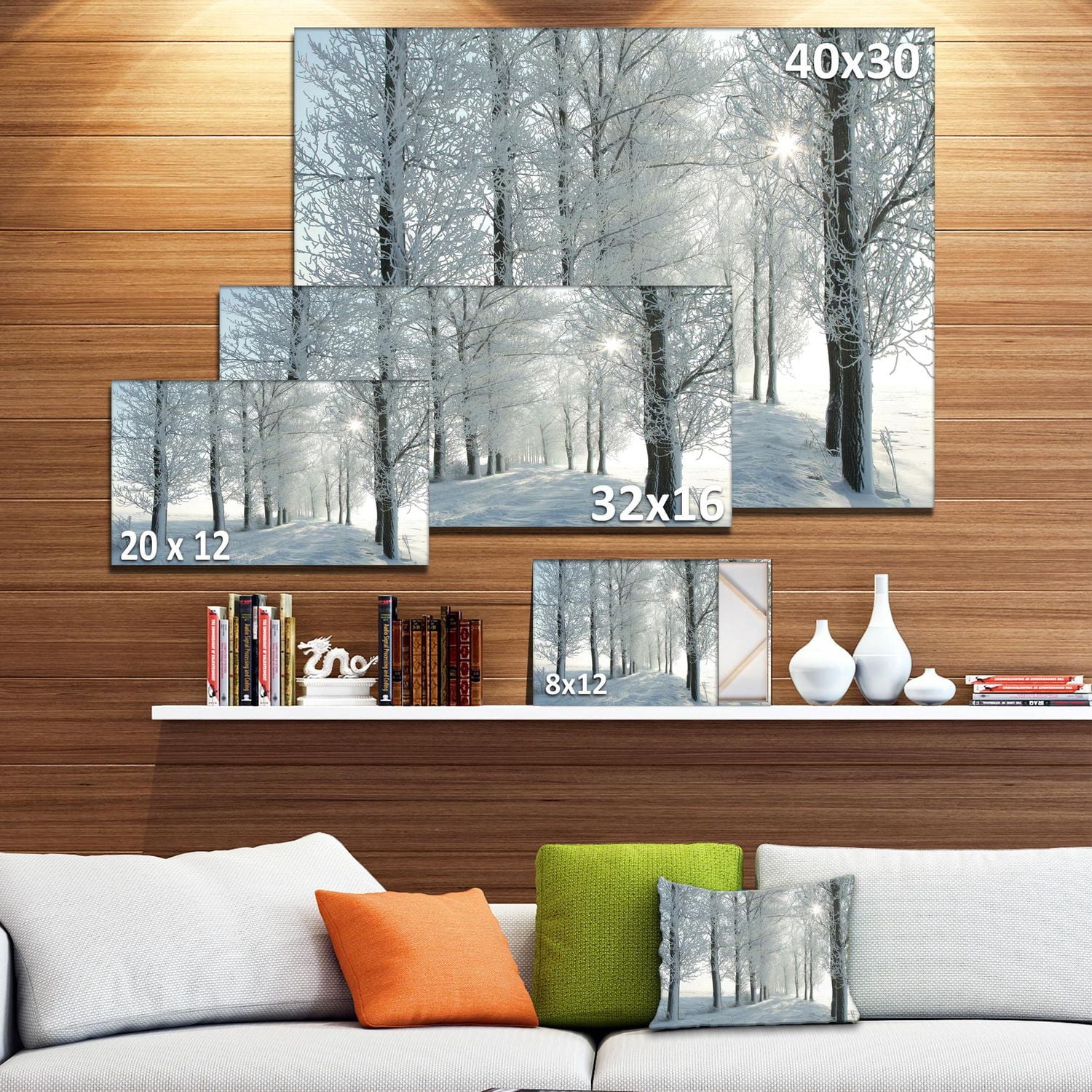 Designart Arbres d'hiver rétro-éclairé par le soleil du matin Art mural sur toile