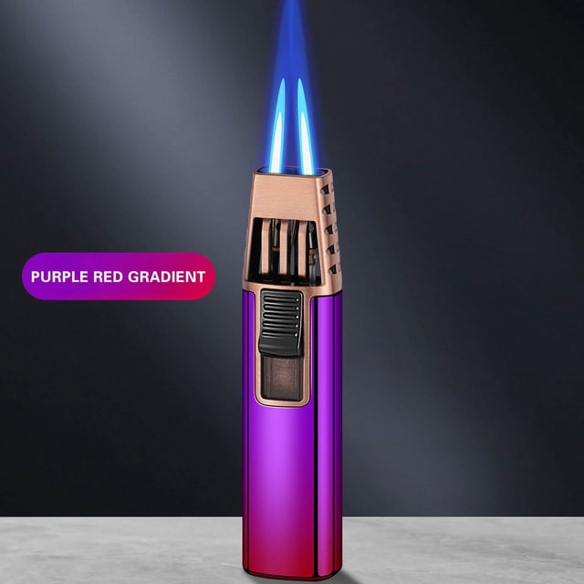 RYRDWP Windproof Straight Torch Blue Flame Lighter Butane Torch Turbine Torcher Inflatable Gas Windproof Lighter Refillable Butane Lighter For Outdoor BBQ Baking