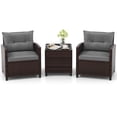 thumbnail image 2 of Costway 3 PCS Patio Rattan Furniture Set Cushioned Conversation Set Sofa Gray, 2 of 10