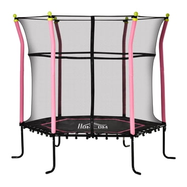 Soozier Trampoline pour Enfants de 63 Pouces avec Filet de Protection pour l'Intérieur, Rose