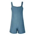 thumbnail image 4 of AherBiu Boho Jumpsuit for Women Short Beach Suspenders One-Piece Summer Outfits Solid Color Rompers with Pockets, 4 of 7