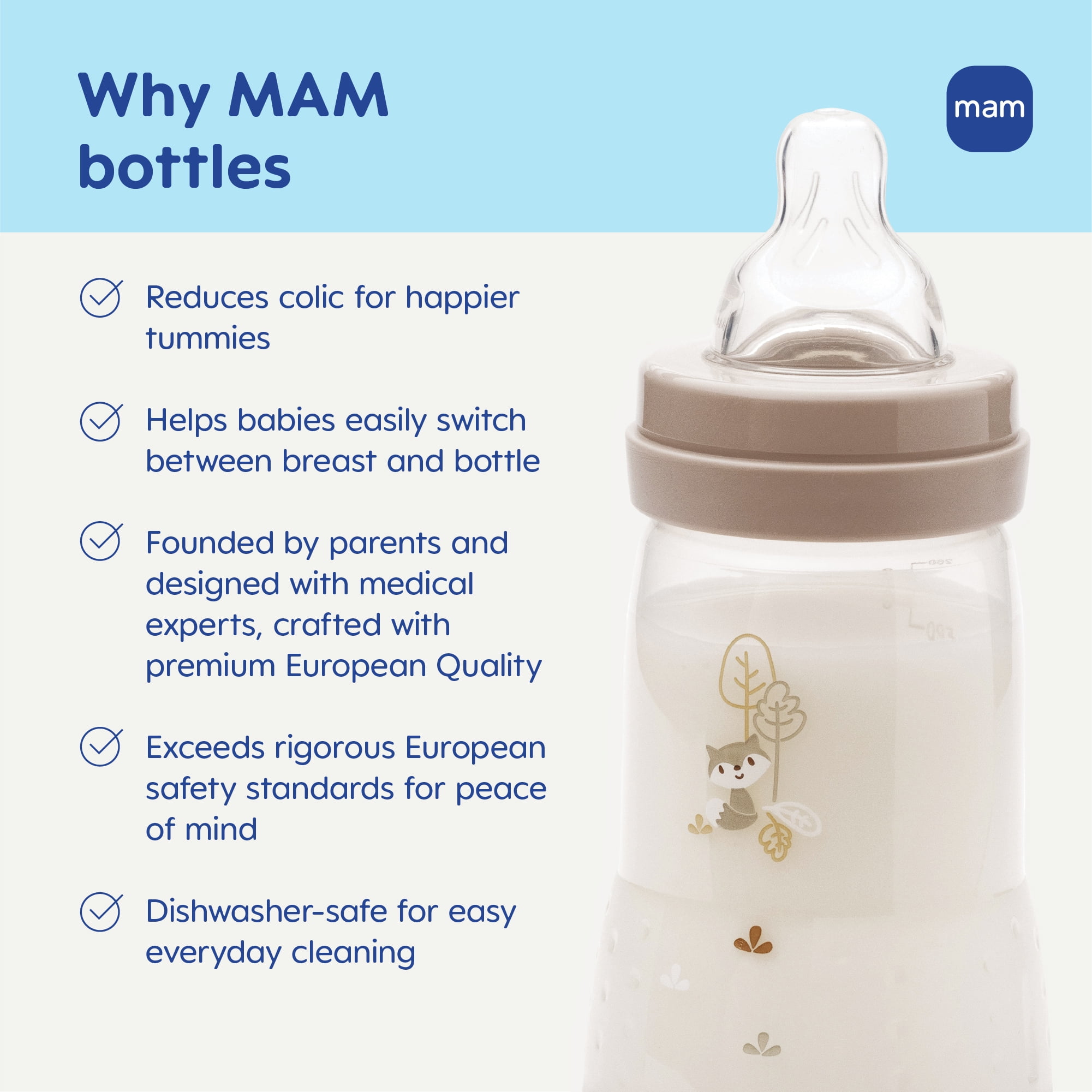 MAM Easy Start Anti-Colic Matte Baby Bottles, 2x5oz Bottles, Slow Flow Bottles with Silicone Nipple, Baby Bottles for Baby Boy