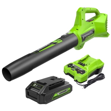 Greenworks 24V 320 CFM Cordless Leaf Blower, 2.0Ah USB Battery and Charger Included