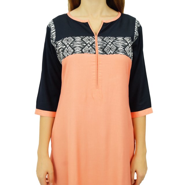 Phagun Kurti Ethnique de Designer Bollywood Pêche Kurta Tunique Décontractée pour Femmes-14