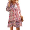 thumbnail image 2 of Robe Bohème Imprimé Floral Manches 3/4 Robes d'Été de Plage, 2 of 7