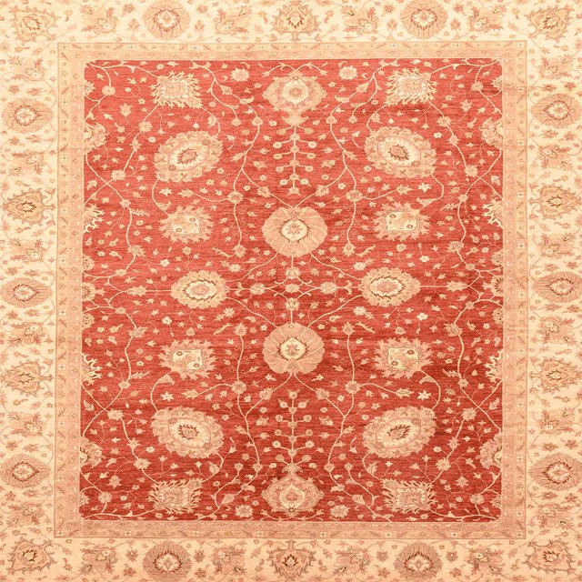 Ahgly Company Tapis d'Intérieur Carré Abstrait Orange Rouge Oriental, 3 Pieds Carré