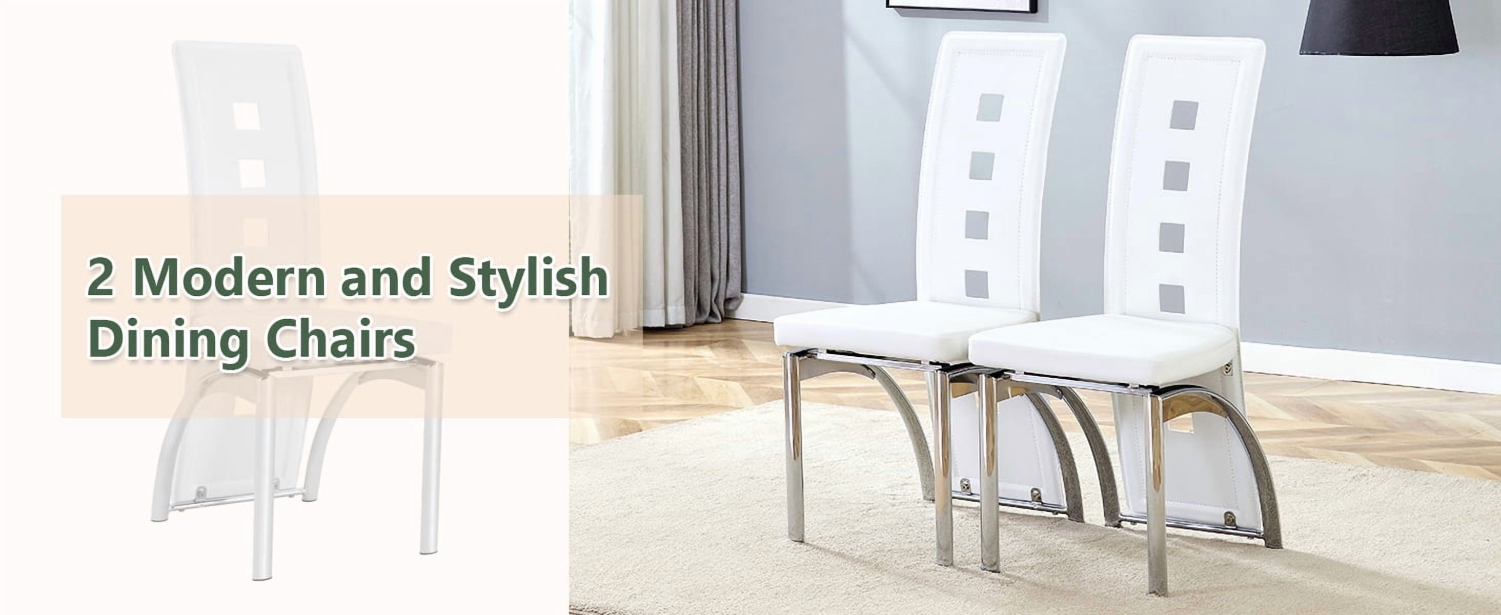 Noble House Modern Minimalist 2-Piece Dining Chair Set - White Saddleback