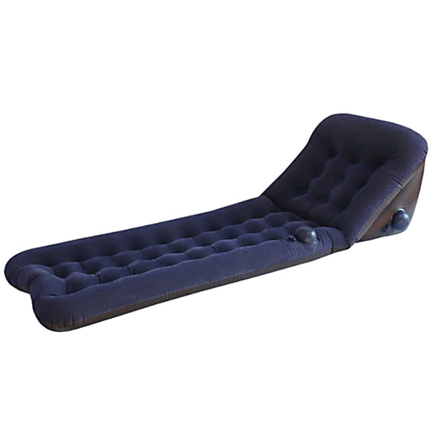 Dark Blue Flocked PVC Inflatable Sleeping Pad - Lightweight 5.2lb Press-Inflatable Camping Mat with 200lb Capacity, Portable 17.3x11x2.75in Storage, Outdoor Tent-Use Moisture-Proof Air Mattress and