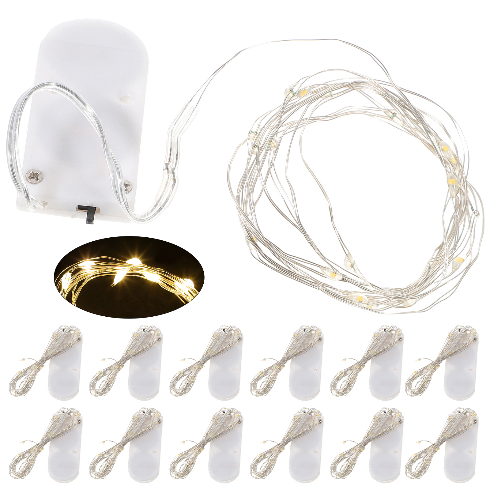 Miangastore Hanging Fairy Lights Transparent Button Battery 12Pcs 78.7In