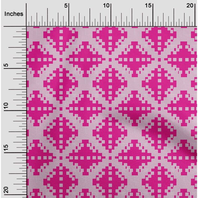 oneOone Polyester Lycra Fabric Check Kasuri Printed Fabric 1 Yard 56 Inch Wide
