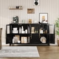 thumbnail image 1 of Jotoa 55" Farmhouse Sideboard Buffet with Glass Doors  with Storage  for Kitchen, Dining & Living Room, 1 of 7