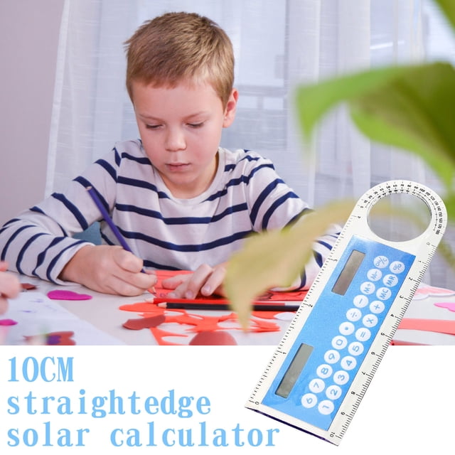 3-in-1 10cm Solar Ruler Calculator Multifunctional Large Display Screen Mini Solar Card Ruler Calculator