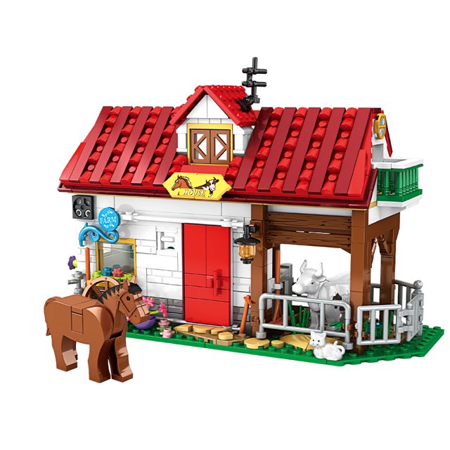 WOMA Ensemble de Blocs de Construction Farm Cattle Ranch - 530 Pcs, Ensemble de Jouets à Tige pour Enfants, Ensemble de Jouets de Construction pour Enfants, pour 6 Ans et Plus