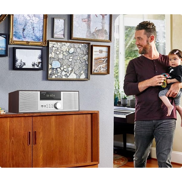 LONPOO Stereo Shelf System for Home, Vintage CD Player 40W RMS