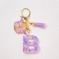 thumbnail image 1 of Feltree Initial Letter Keychains for Women Tassel Purple Cute Car Keychain for Wallet Backpack Bag, 1 of 8