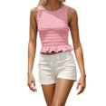 thumbnail image 1 of Trendy Women's Tanks And For Everyday Casual Wear Stylish Ruffled Hem Design Easy To With Pants Perfect For Spring And Summer Basic Piece, 1 of 6