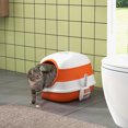 thumbnail image 2 of PawHut Cat Litter Box with Lid, Covered Litter Box w/ High Sides, Orange, 2 of 10